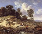 Jan Wijnants A Track by a Dune,with Peasants and a Horseman USA oil painting artist
